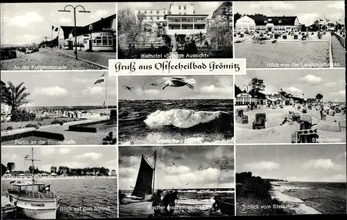 Ak Ostseebad Grömitz in Holstein, Kurhotel Schöne Aussicht, Strand, Steilufer