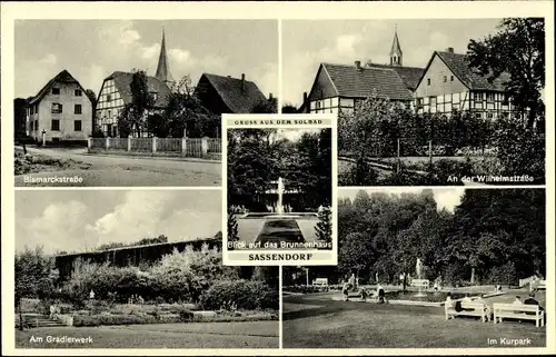 Ak Bad Sassendorf im Kreis Soest, Bismarckstraße, Gradierwerk, Brunnenhaus, Kurpark