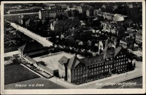 Ak Riesa an der Elbe Sachsen, Fliegeraufnahme