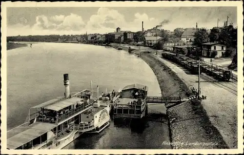 Ak Riesa an der Elbe Sachsen, Landungsplatz