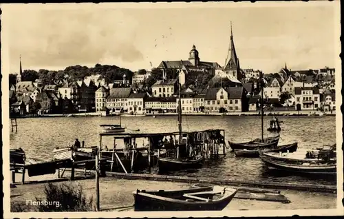 Ak Flensburg in Schleswig Holstein, Panorama, Hafen