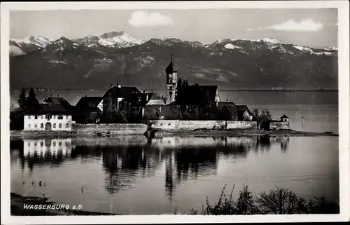 Ak Wasserburg am Bodensee Schwaben, Panorama, Gebirgskette