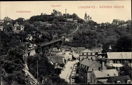 Ak Dresden Loschwitz, Weißer Hirsch, Luisenhof, Drahtseilbahn