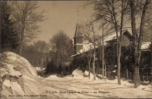 Ak Saint Cergue Kanton Waadt, La Chapelle, Hiver