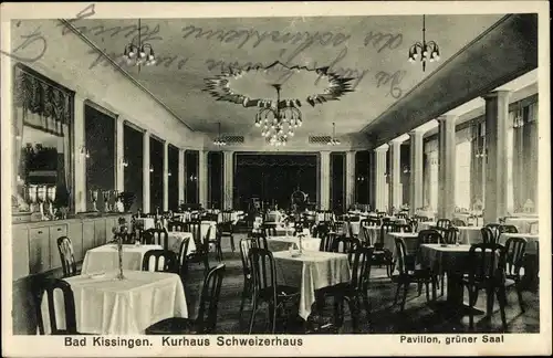 Ak Bad Kissingen Unterfranken Bayern, Kurhaus Schweizerhaus, Pavillon, grüner Saal