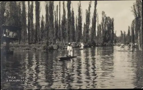 Foto Ak Xochimilco Ciudad de Mexico Mexiko Stadt, Schwimmende Gärten, Boote