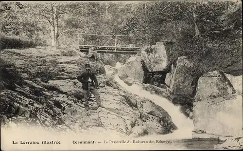 Ak Cornimont Vosges, La Passerelle du Ruisseau des Echarges