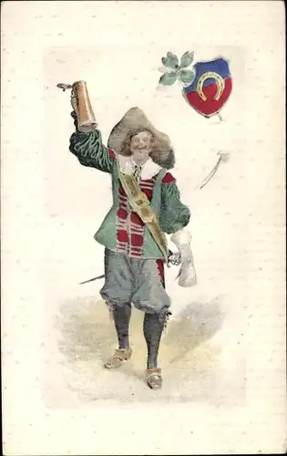 Ak Mann in historischer Tracht mit Bierkrug