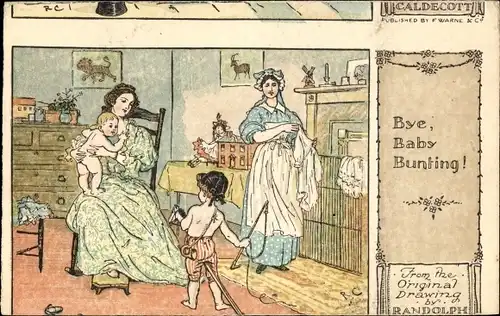Künstler Ak Caldecott, Randolph, Bye Baby Bunting, Mutter mit Kindern, Dienstmädchen