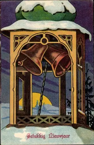 Ak Glückwunsch Neujahr, Glocken im Kirchturm