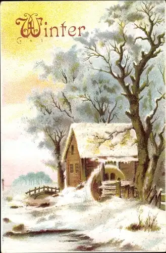 Litho Winter, Allegorie, Wassermühle