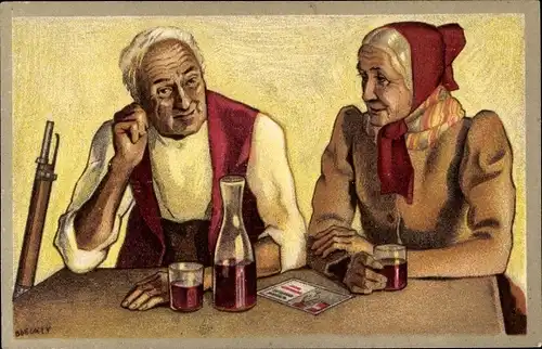 Künstler Ak Boeckly, Schweizerischer Schützenverein 1924, Mann und Frau in Trachten