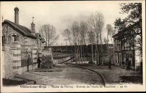 Ak Villiers sur Orge Essonne, Route de Perray, Entree de l'Asile de Vaucluse