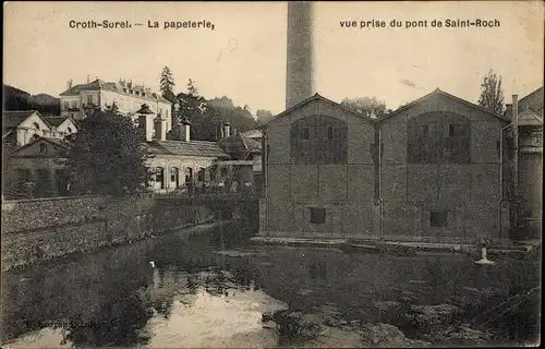 Ak Croth Sorel Eure, La papeterie vue prise du pont de Saint Roch