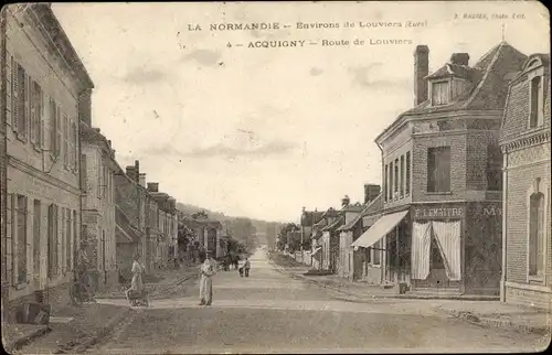 Ak Acquigny Eure, Route de Louviers