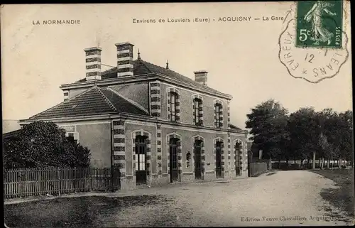 Ak Acquigny Eure, La Gare