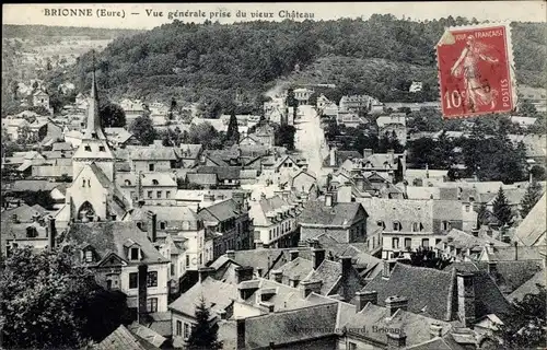 Ak Brionne Eure, Vue generale prise du vieux Chateau