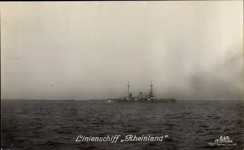 Ak Deutsches Kriegsschiff SMS Rheinland, Großlinienschiff, Nassau Klasse