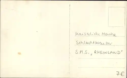 Ak Deutsches Kriegsschiff SMS Rheinland, Großlinienschiff, Nassau Klasse