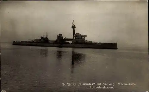 Ak Britisches Kriegsschiff HMS Herkules, Schlachtkreuzer, Kapitulationsverhandlungen 1918, I. WK