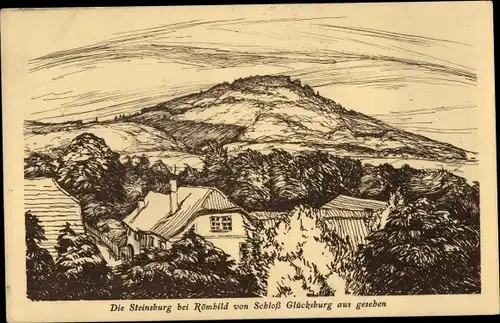 Ak Römhild in Thüringen, Steinsburg von Schloss Glücksburg