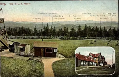 Ak Brotterode Trusetal in Thüringen, Panorama vom Inselsberg 2, Kreuzberg, Heidelberg, Eichberg