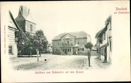 Ak Neustadt im Harz Harztor Thüringen, Gasthaus zum Ratskeller mit Roland