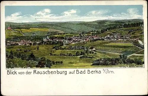 Ak Bad Berka in Thüringen, Blick von der Rauschenburg auf den Ort