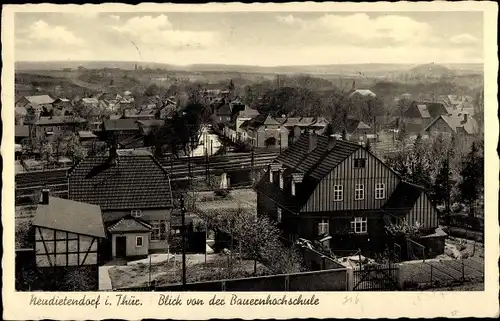 Ak Neudietendorf Nesse Apfelstädt Thüringen, Blick von der Bauernhochschule auf den Ort