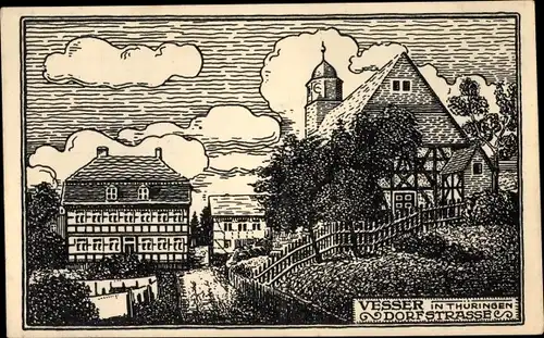 Künstler Ak Dugge, R., Vesser Suhl in Thüringen, Dorfstraße