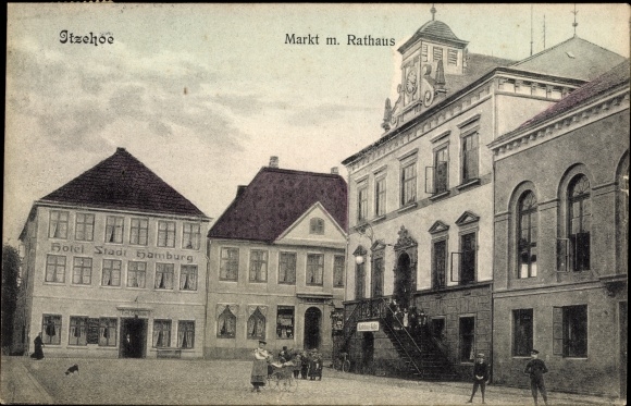 Ak Itzehoe in Schleswig Holstein, Markt mit Rathaus Nr. 2332409