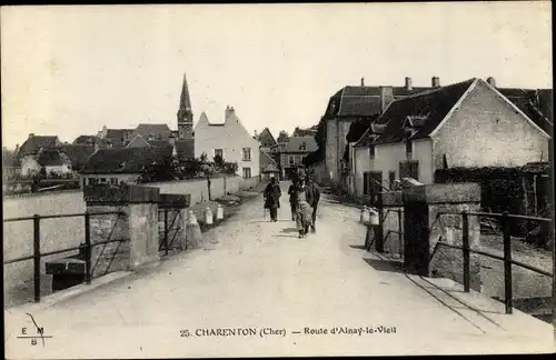 Ak Charenton Cher, Route d'Ainay le Vieil, eglise