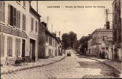 Ak Louvres Val d'Oise, Route de Paris sortie du bourg, Hotel Fossier