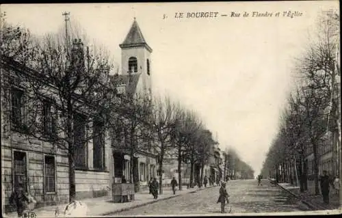 Ak Le Bourget Seine Saint Denis, Rue de Flandre, L'Eglise