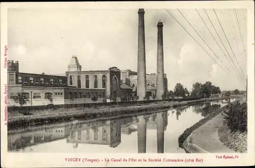 Ak Vincey Vosges, Le Canal de l'Est et la Societe Cotonniere