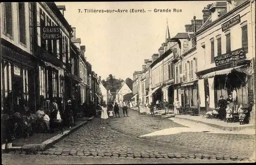 Ak Tillières sur Avre Eure, Grande Rue