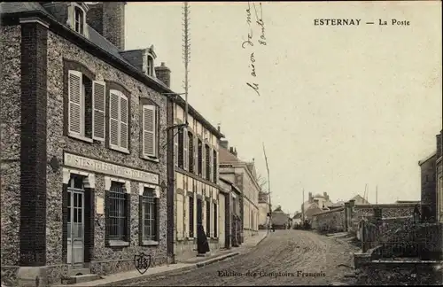 Ak Esternay Marne, La Poste