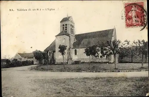 Ak Yèbles Seine et Marne, L'Église, vue générale