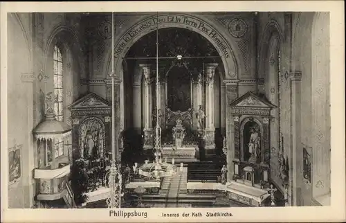 Ak Philippsburg in Baden Württemberg, Inneres der Stadtkirche