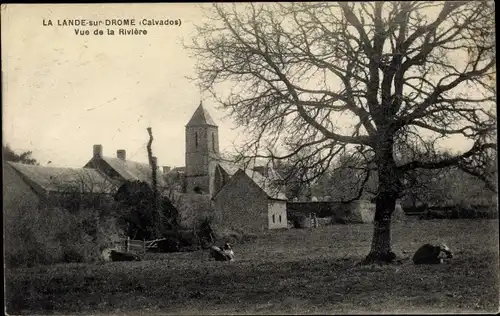 Ak La Lande sur Drôme Calvados, Vue de la Riviere