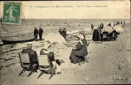 Ak Langrune sur Mer Calvados, Sur la Plage a maree haute