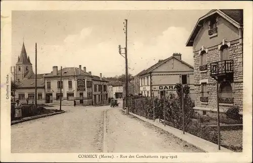 Ak Cormicy Marne, Rue des Combattans 1914-18