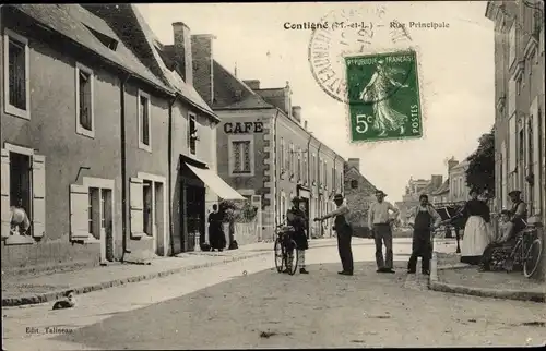 Ak Contigné Maine et Loire, Rue Principale