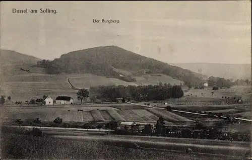 Ak Dassel am Solling in Niedersachsen, Landschaft mit Burgberg