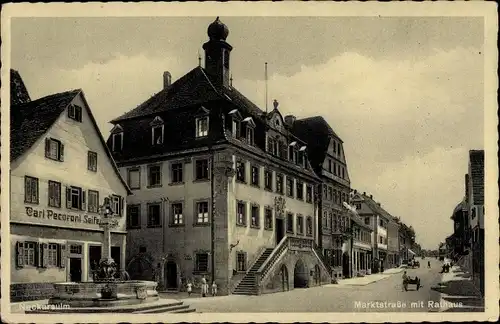 Ak Neckarsulm in Baden Württemberg, Marktstraße mit Rathaus