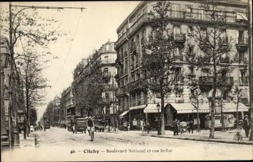 Ak Clichy Hauts de Seine, Le Boulevard National et rue Reflut