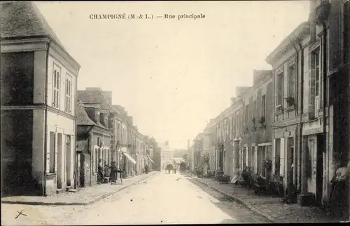Ak Champigné Maine-et-Loire, Rue principale