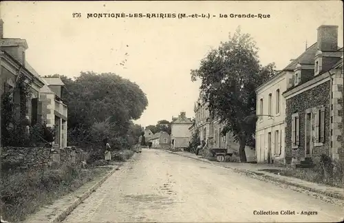 Ak Montigne les Rairies Maine-et-Loire, La Grande Rue