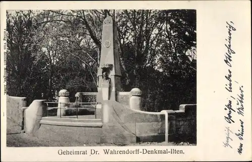 Ak Ilten Sehnde in Niedersachsen, Geheimrat Dr. Wahrendorff Denkmal