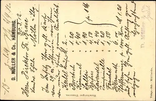 Künstler Ak Hamburg, Samenhandlung D. Müller und Co.